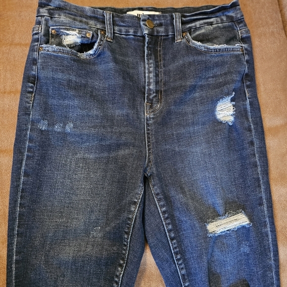 Mica Los Angeles High Rise Distressed Raw Hem Dark Wash Skinny Jeans Size 29 - Picture 5 of 14